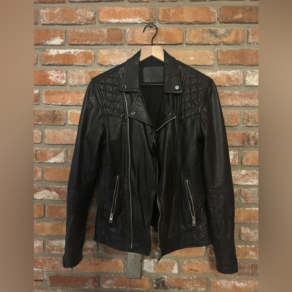 All Saints Black Leather Jacket XS